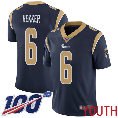 Los Angeles Rams Limited Navy Blue Youth Johnny Hekker Home Jersey NFL Football 6 100th Season Vapor Untouchable